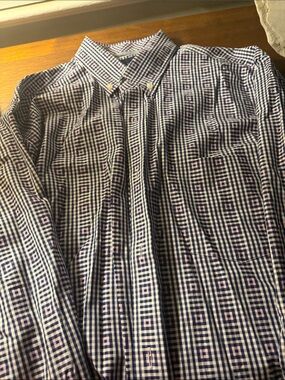 Tailorbyrd Navy and Pink Gingham Button-Down Shirt